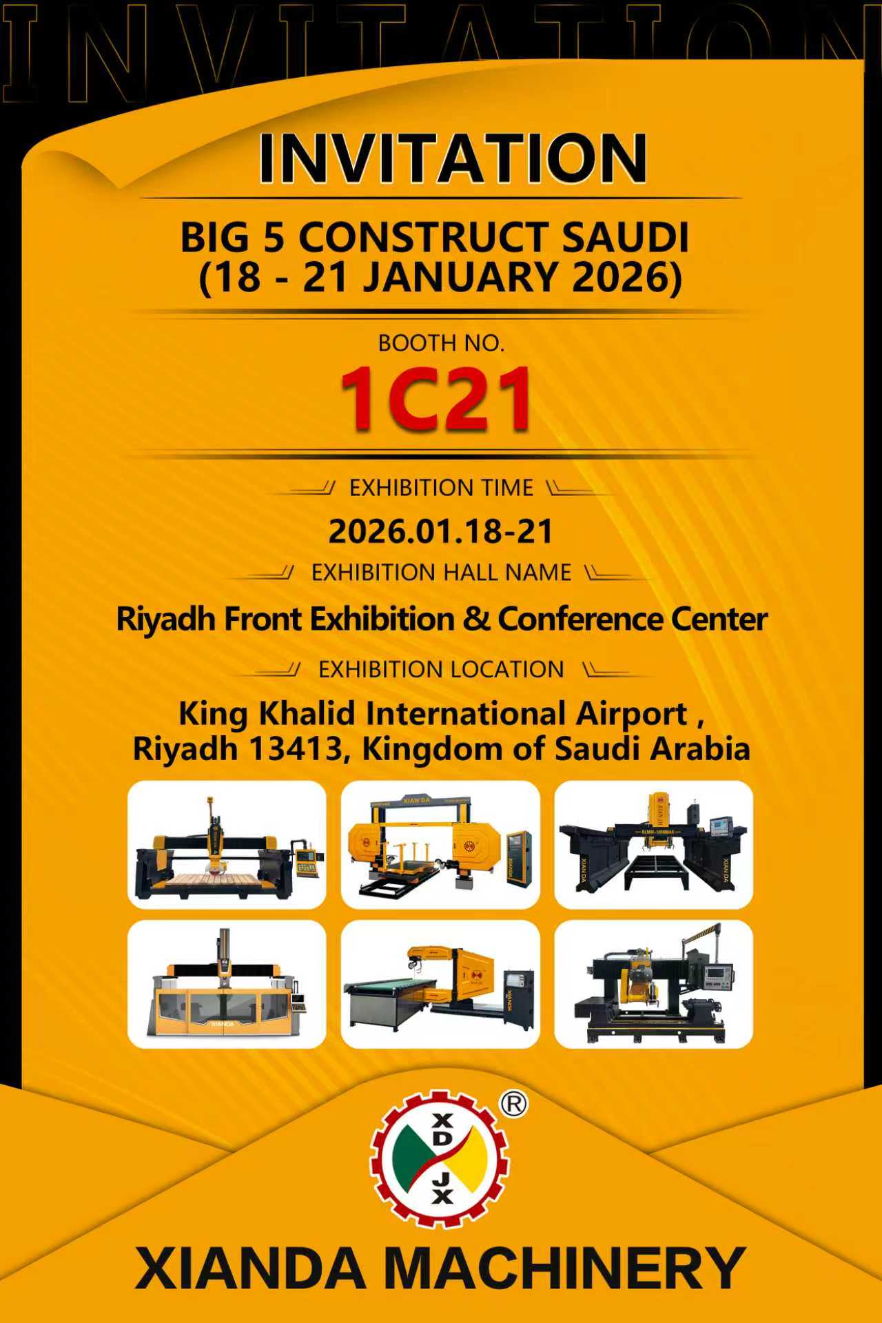 XIANDA MACHINERY nodigt u uit om getuige te zijn van de nieuwste innovaties op BIG 5 CONSTRUCT SAUDI 2026